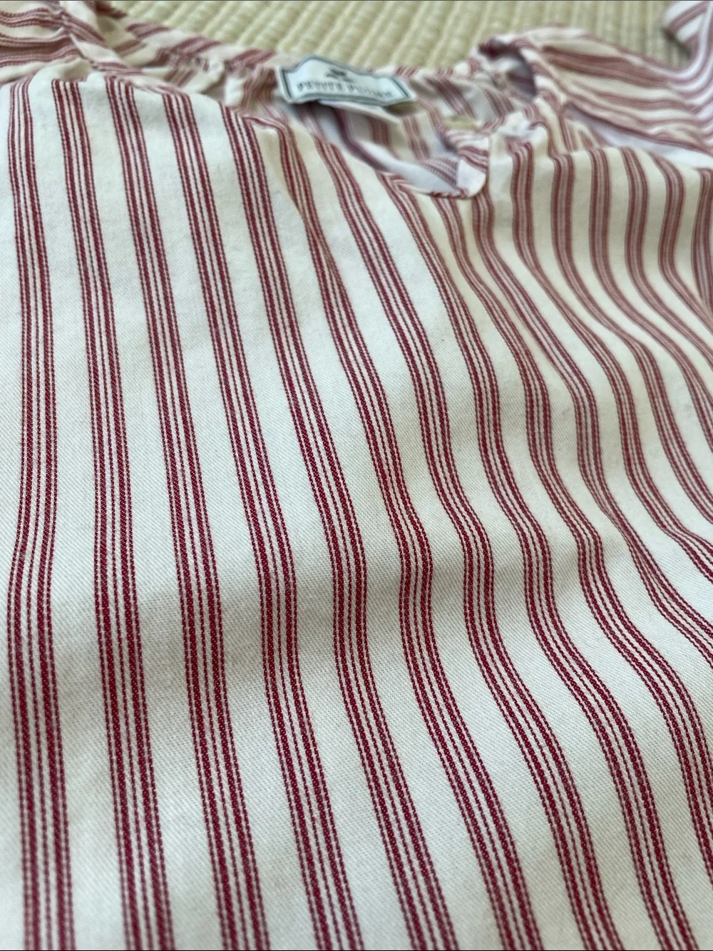 Girls Striped Pink Long-Sleeve Peasant Dress